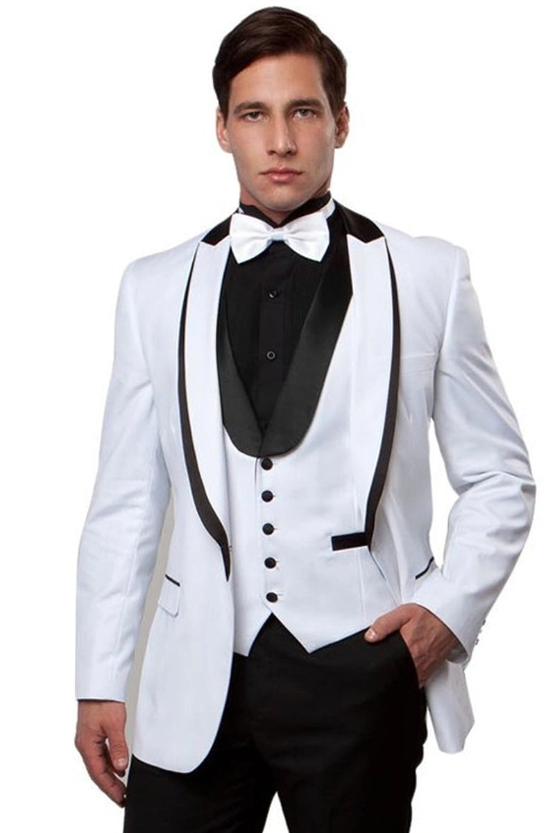 White Satin Tuxedo: Peak Lapel Perfection for the Modern Gentleman